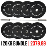 120KG Bundle | 100kg Icon Bumper Plates + 20kg Function Olympic Bar