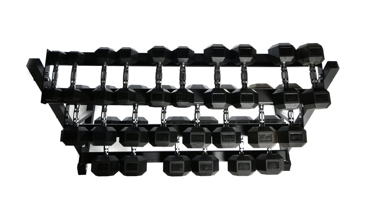 Swiss Rubber Hex 2.5kg - 40kg Dumbell Set with Rack
