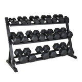 Hill Icon Rubber Hex Dumbbell Set 2.5kg - 30kg with Rack