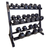 Hill Icon Rubber Hex Dumbbell Set 2.5kg - 20kg with Rack