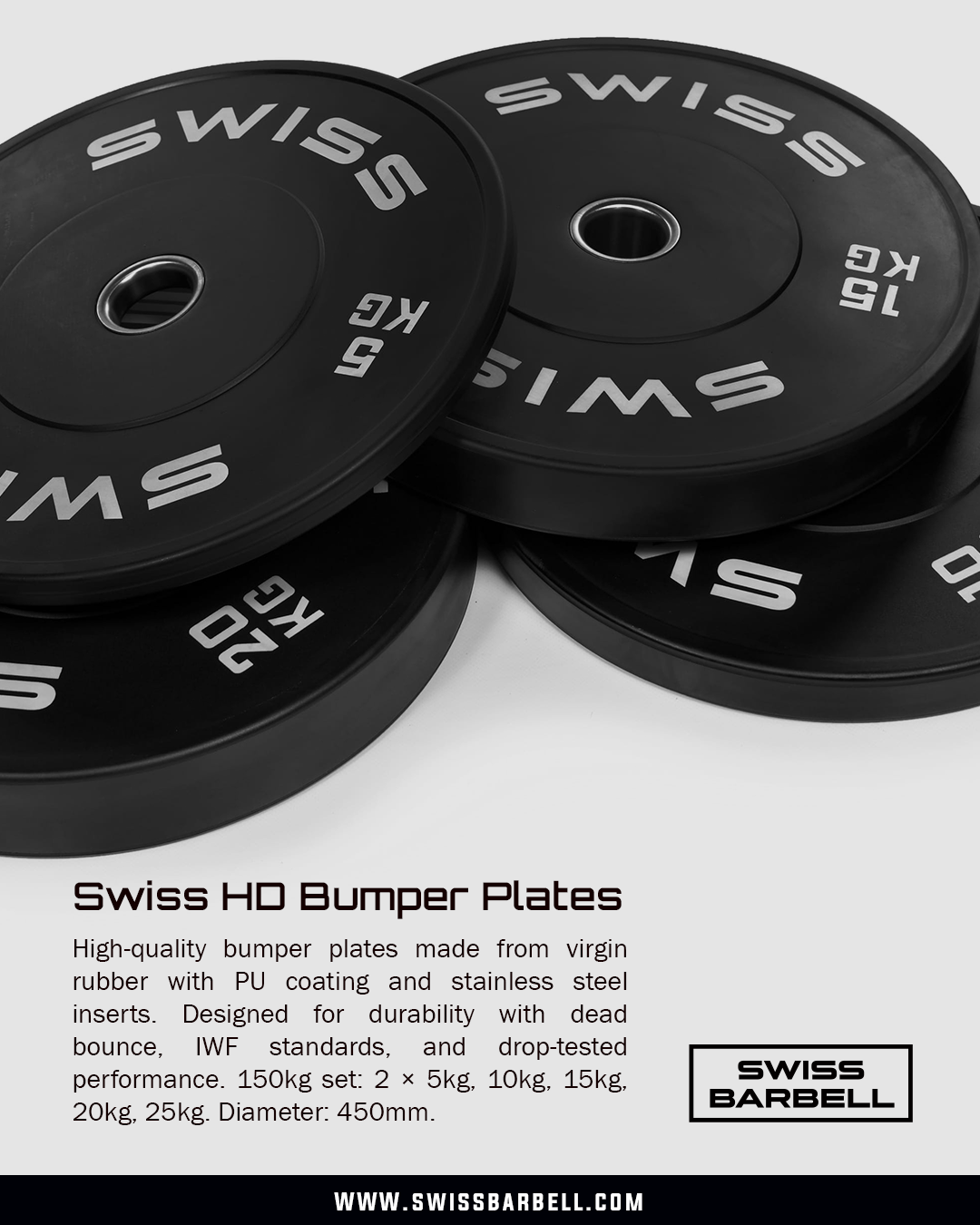 Swiss 100kg set Bumper Plates